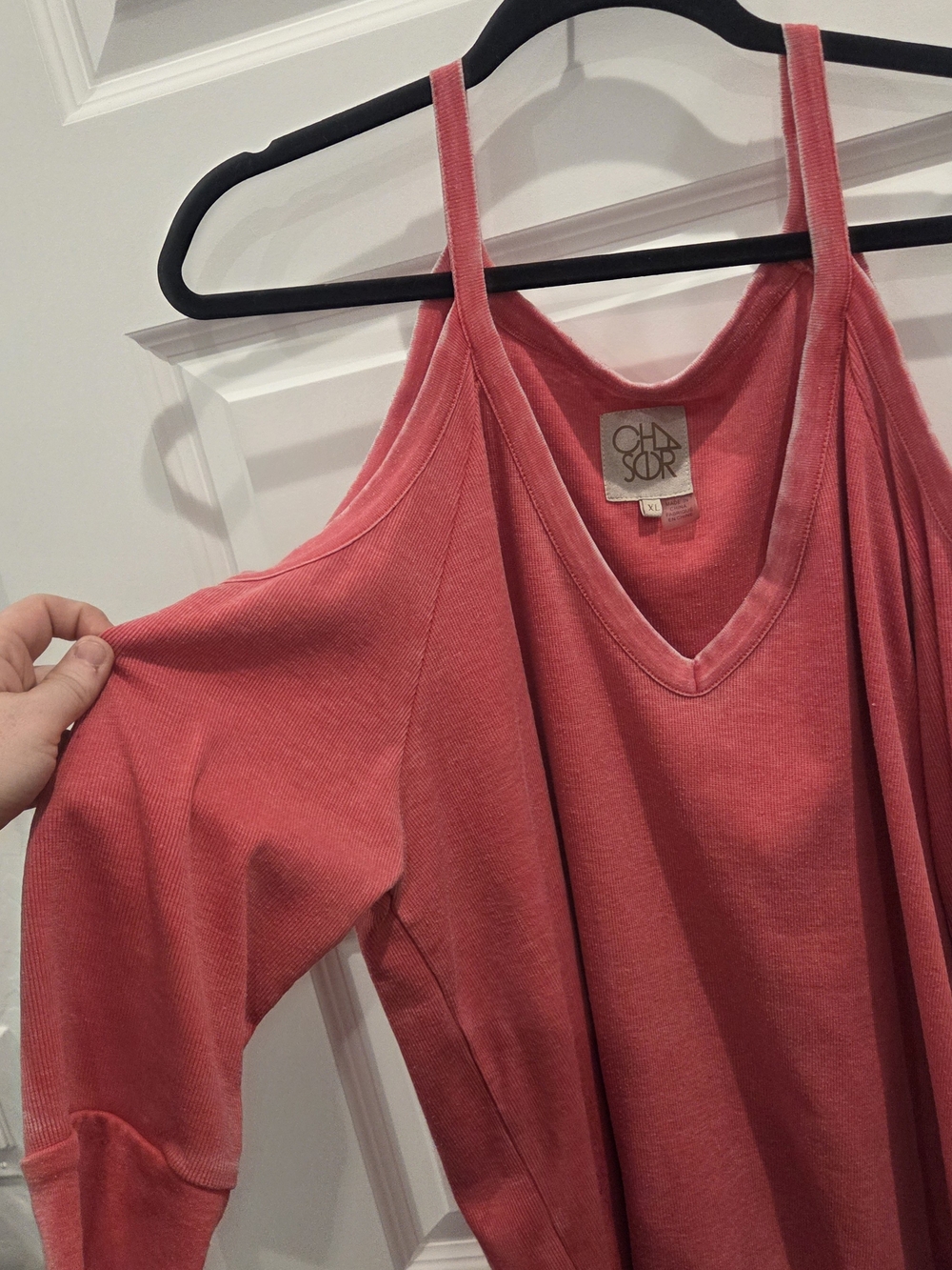 Chaser Coral Cold-Shoulder V-Neck Tunic